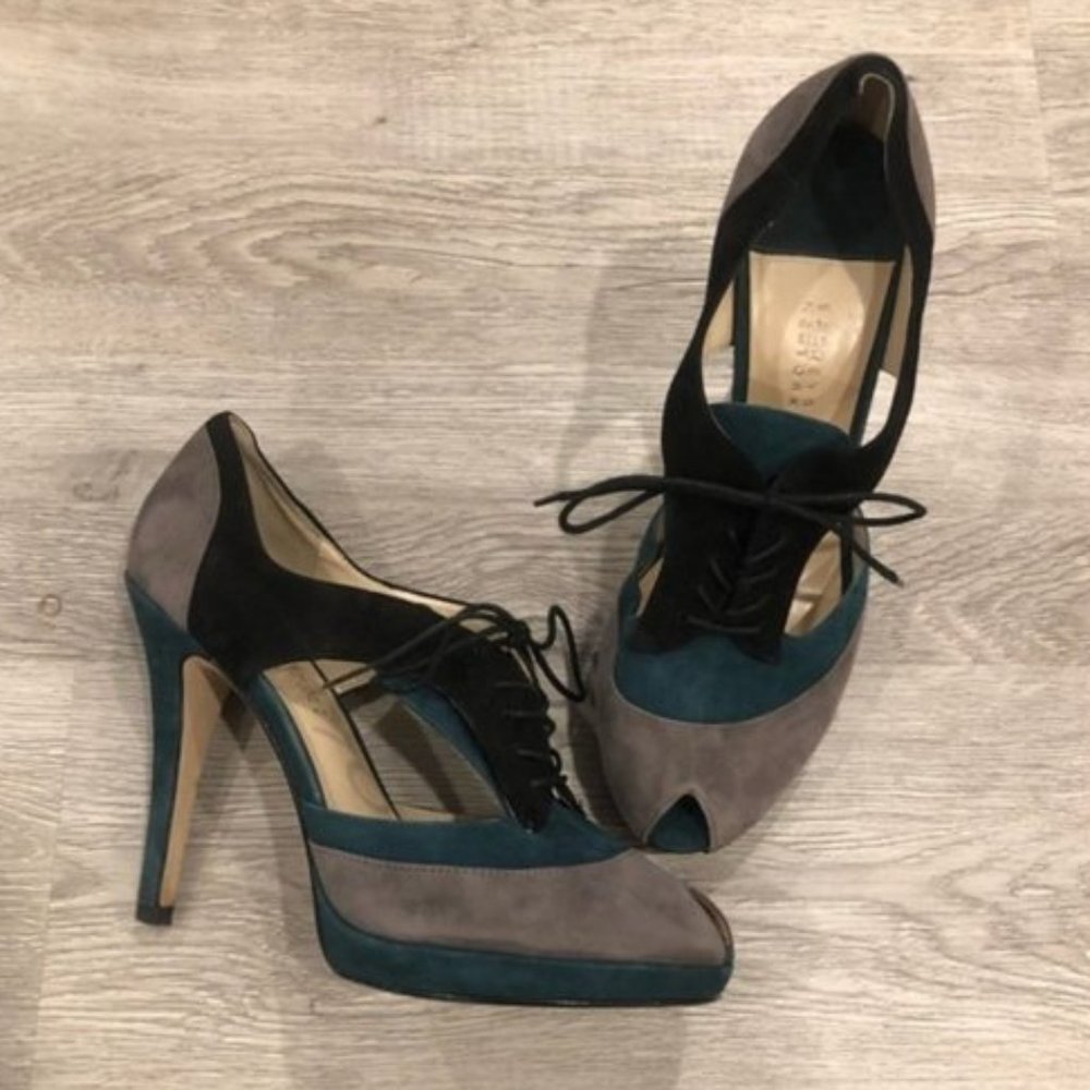 Barneys suede lace up heels